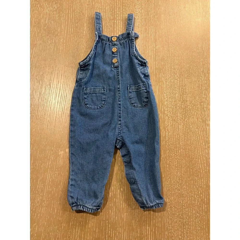 Baby Girls Overall Romper Lot Carter's Gymboree Denim Floral 6-9M EUC